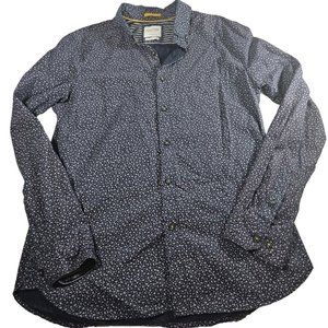 Men's Business Casual Navy Long Sleeve Button Up - Medium - Demin and Flower